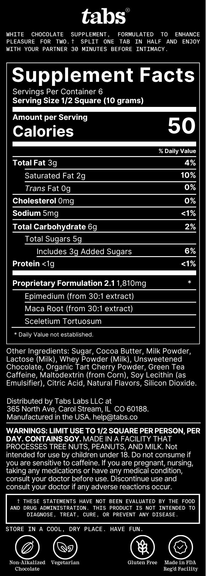 Pink Cherry supplement facts label